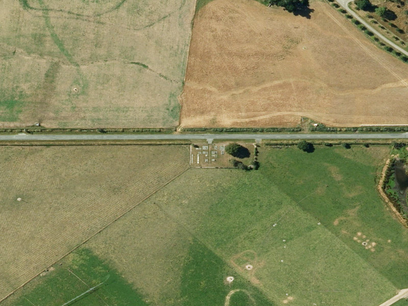 aerial view of Pareora West Cemetery and the ground around it