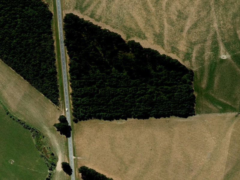 aerial view of Peel Forest Road and the ground around it
