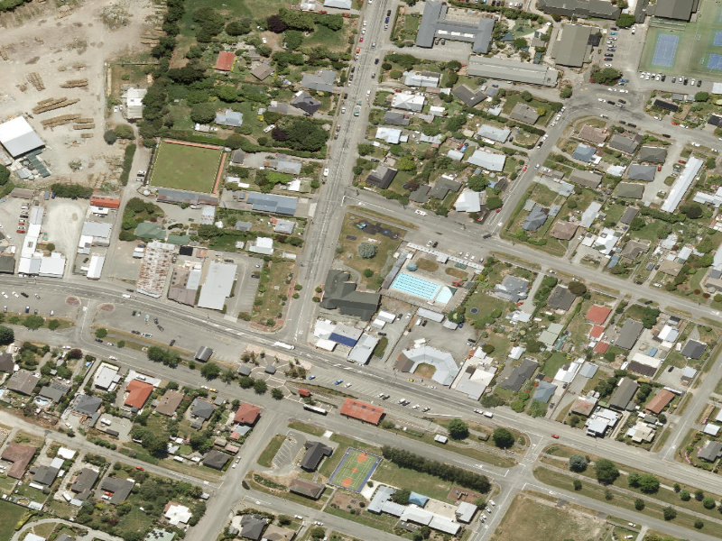 aerial view of Town Hall Playground and the ground around it