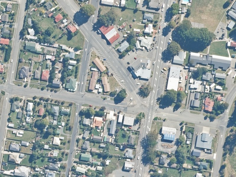 aerial view of Cheviot War Memorial and the ground around it