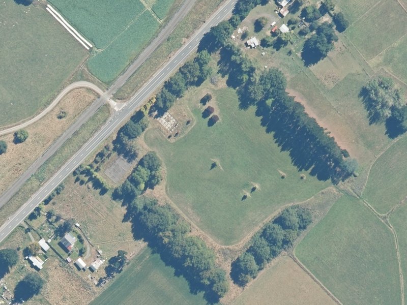 aerial view of Domett Recreation Reserve and the ground around it