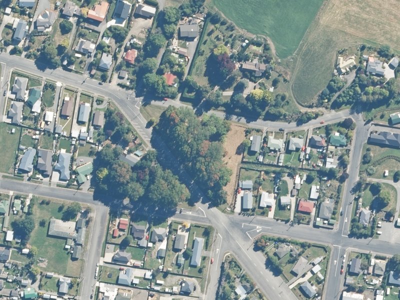aerial view of Rolleston Street Reserve and the ground around it