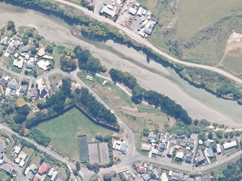 aerial view of Motunau Beach Camping Ground and the ground around it