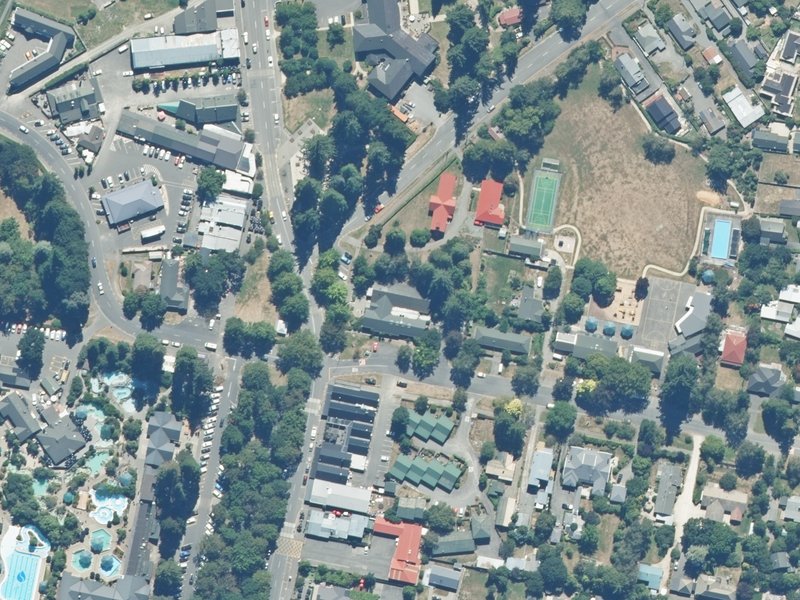 aerial view of War Memorial Hall / Library and the ground around it
