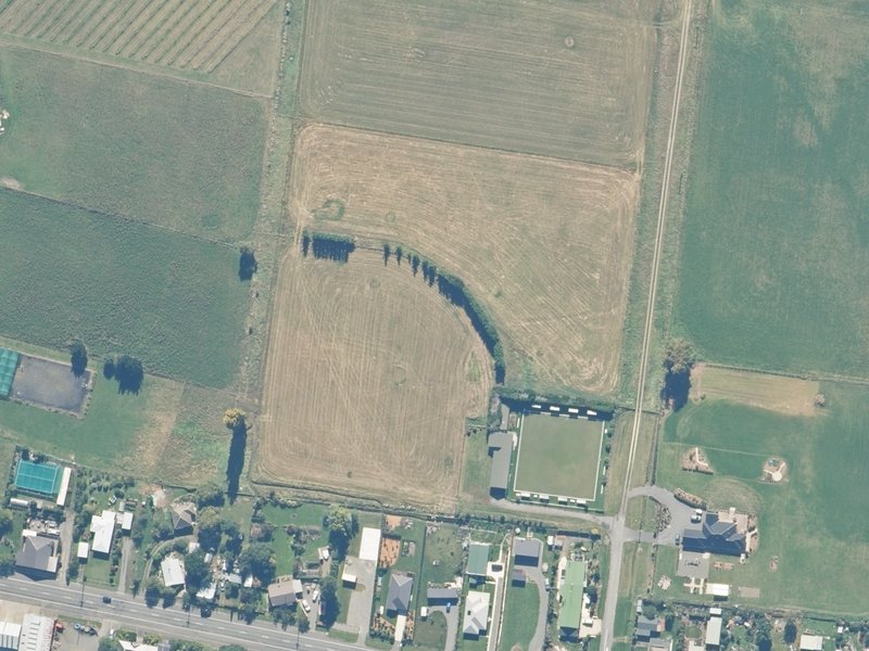 aerial view of Waikari Bowling Club Reserve and the ground around it