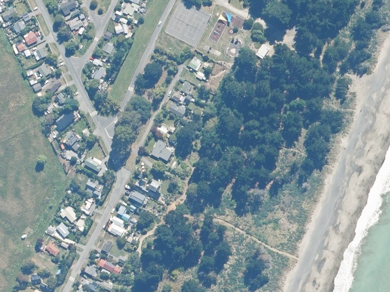 aerial view of Leithfield Beach Reserves and the ground around it