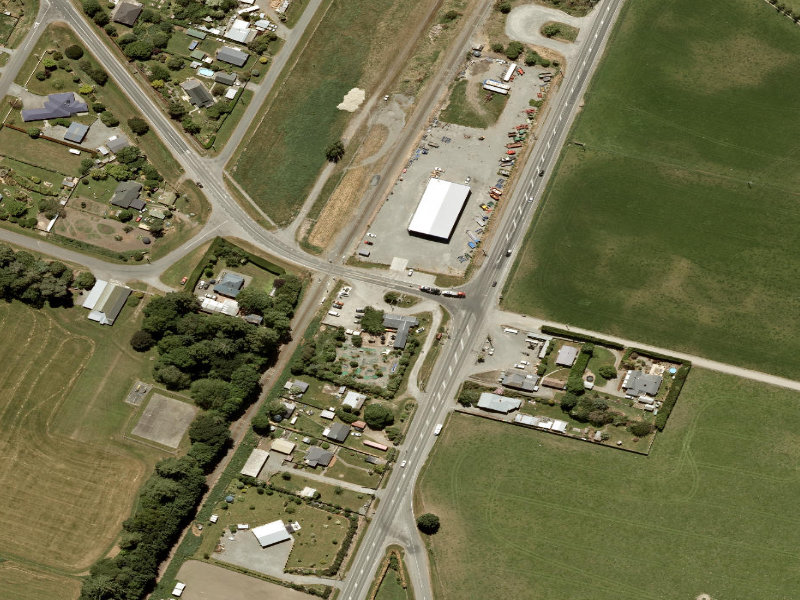 aerial view of Orari War Memorial and the ground around it