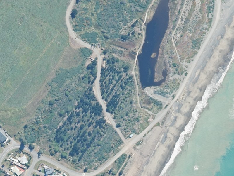 aerial view of Amberley Beach Reserves and the ground around it