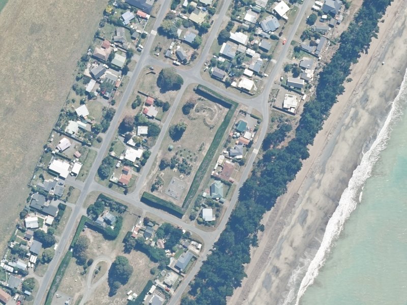 aerial view of Amberley Beach Reserves and the ground around it