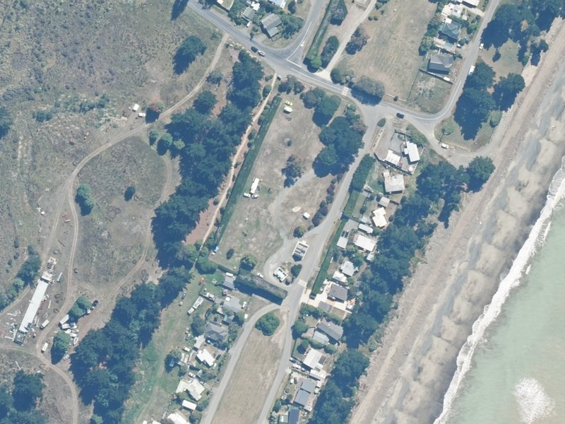 aerial view of Amberley Beach Reserves and the ground around it
