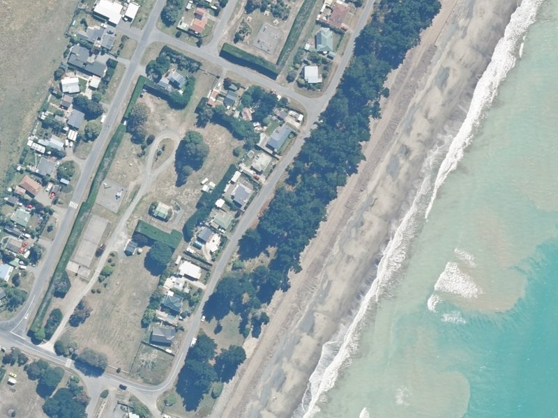 aerial view of Amberley Beach Reserves and the ground around it
