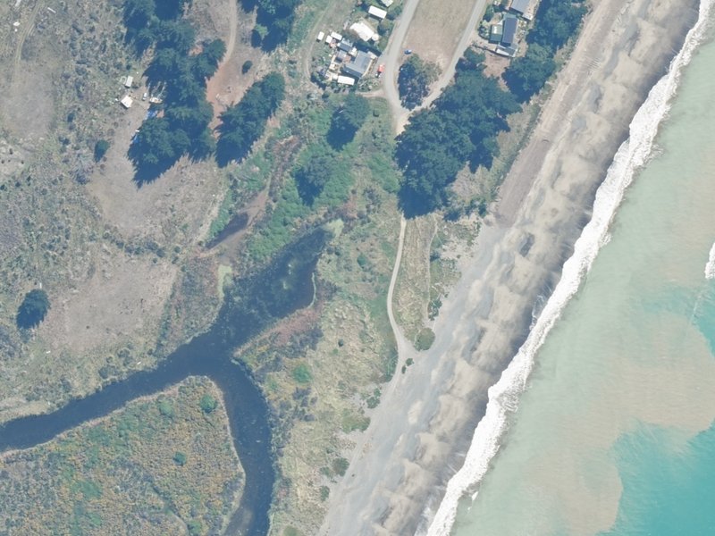 aerial view of Amberley Beach Reserves and the ground around it