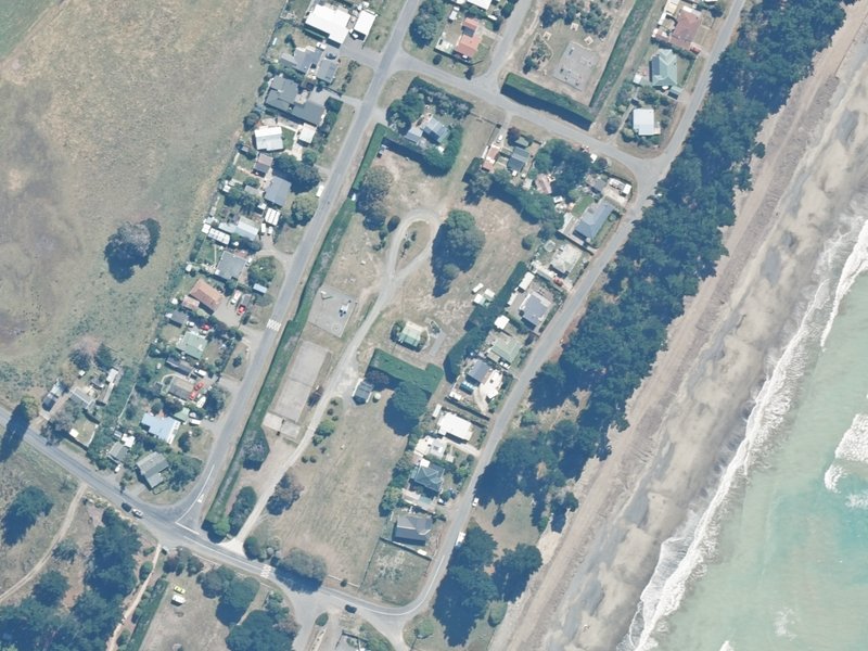 aerial view of Amberley Beach Reserves and the ground around it