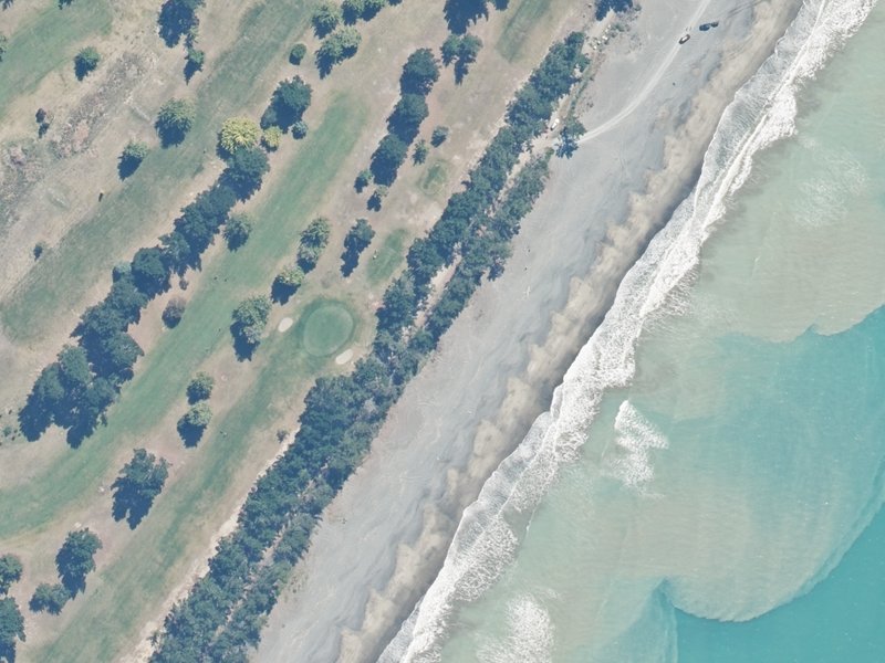 aerial view of Amberley Beach Reserves and the ground around it