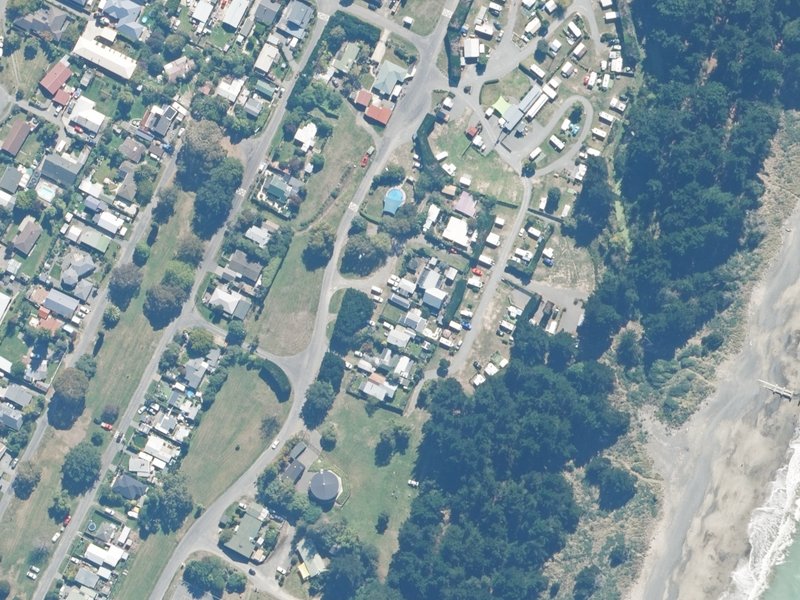 aerial view of Leithfield Beach Reserves and the ground around it