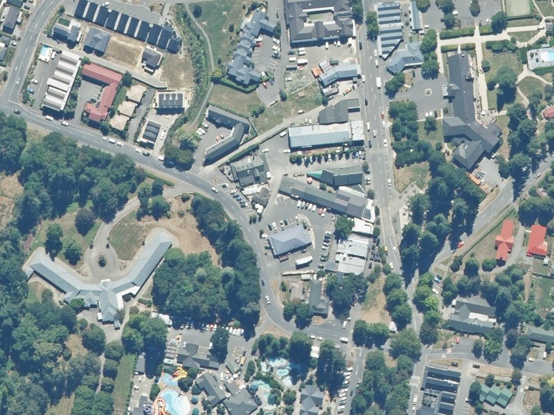 aerial view of Reserve, Hanmer Springs and the ground around it