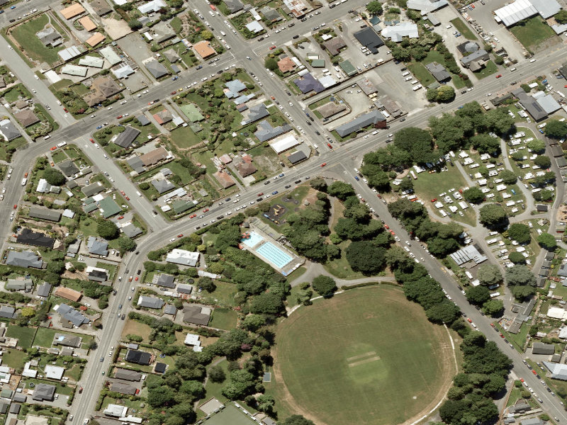 aerial view of Geraldine Domain Playground and the ground around it