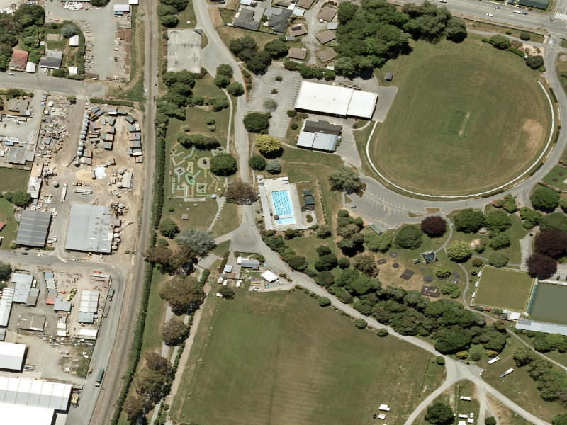 aerial view of Temuka Swimming Pool and the ground around it