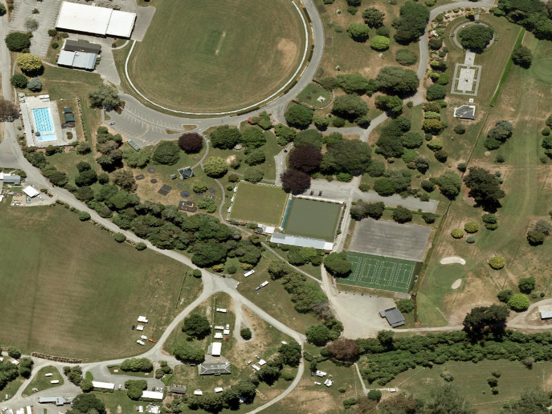 aerial view of Temuka Domain Bowling Club and the ground around it