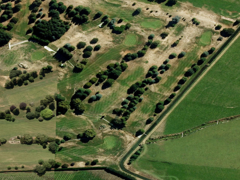 aerial view of Pleasnt Point Golf Course and the ground around it