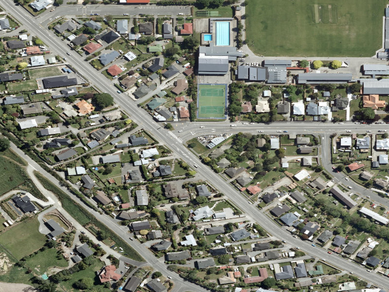 aerial view of North Street / Otipua Road Green Area and the ground around it