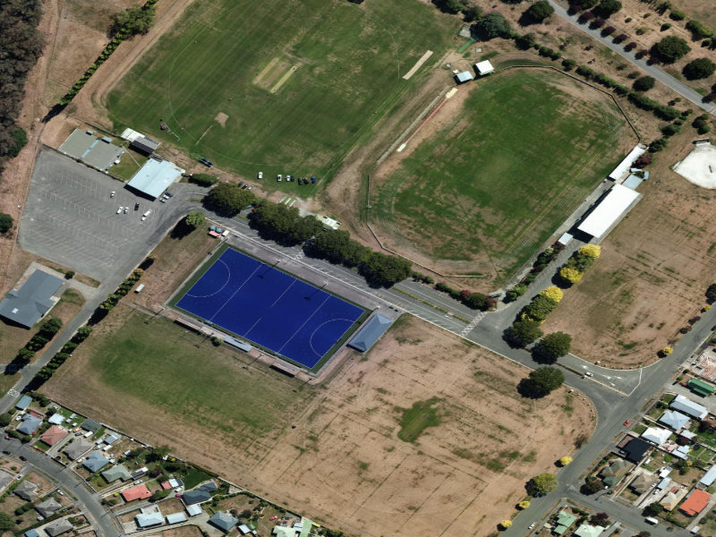 aerial view of Centennial Park and the ground around it
