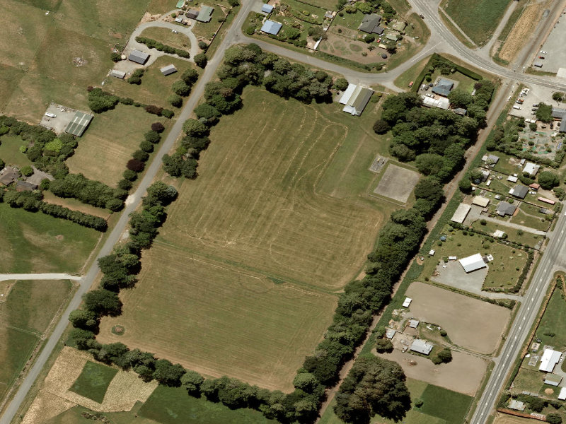 aerial view of Orari Recreation Reserve / Hall and the ground around it
