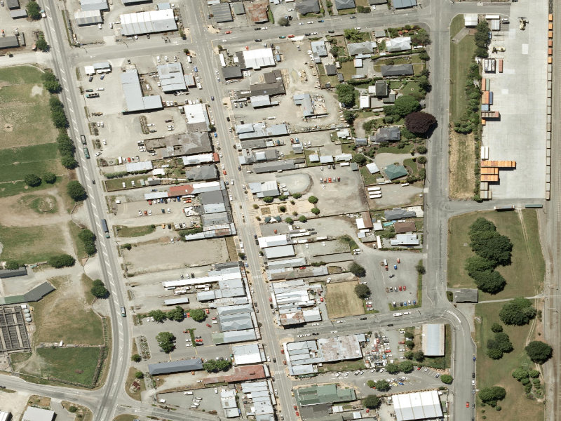aerial view of Temuka Town Square and the ground around it