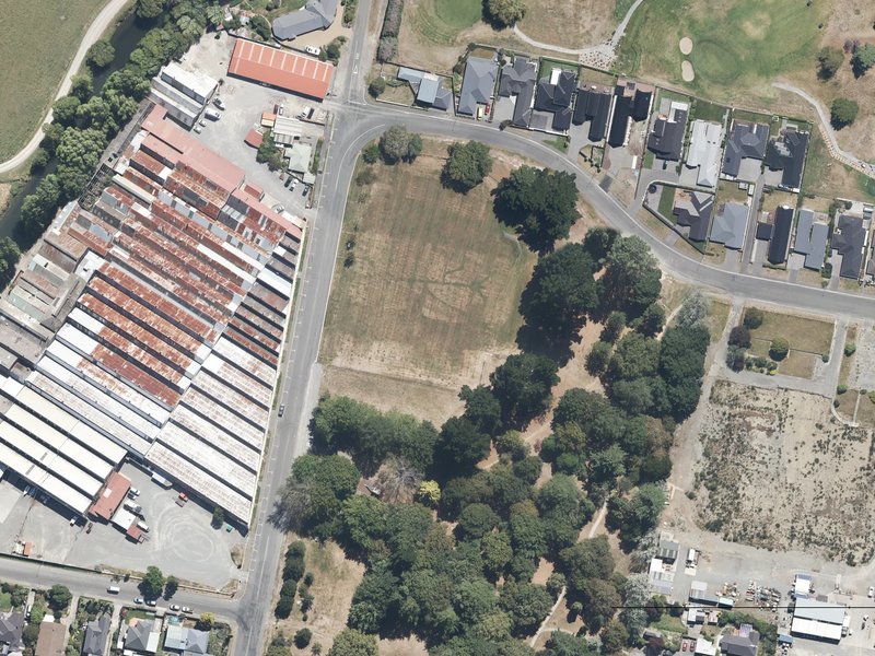 aerial view of Kaiapoi Domain and the ground around it