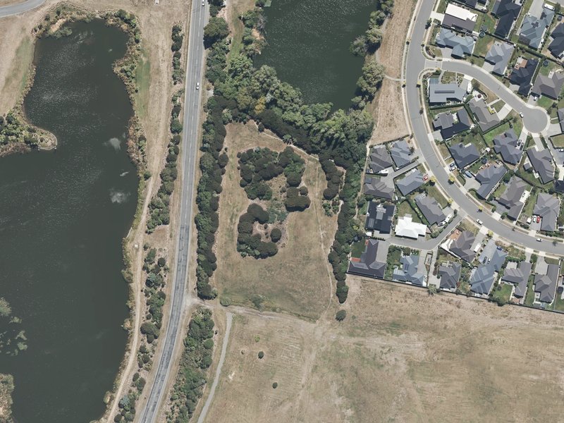 aerial view of Kaiapoi Lakes Reserve and the ground around it