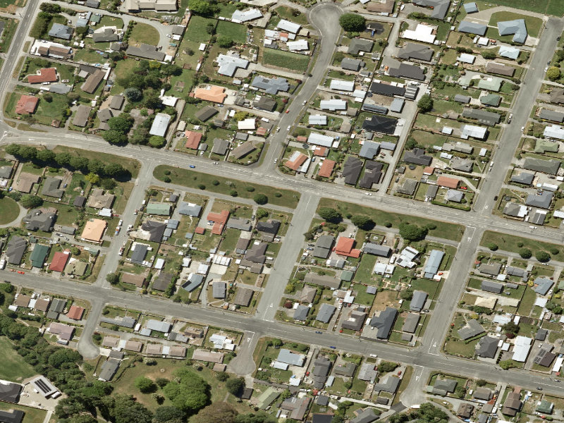 aerial view of Richard Pearse Drive and the ground around it