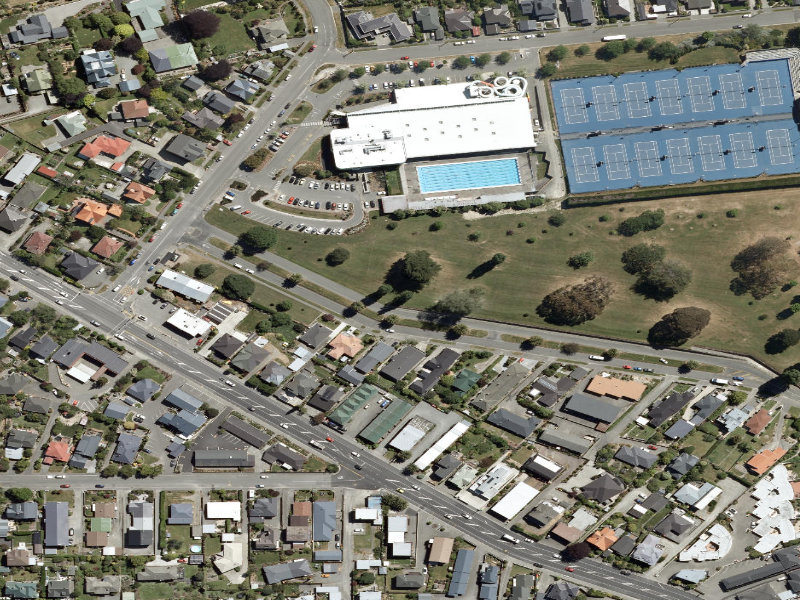 aerial view of Virtue Avenue and the ground around it