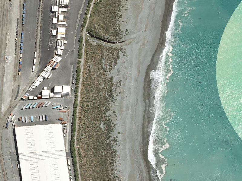 aerial view of South Beach and the ground around it