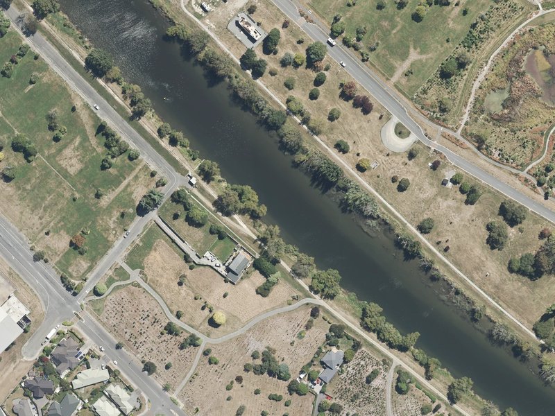 aerial view of Kaiapoi Riverbank South-east Side and the ground around it