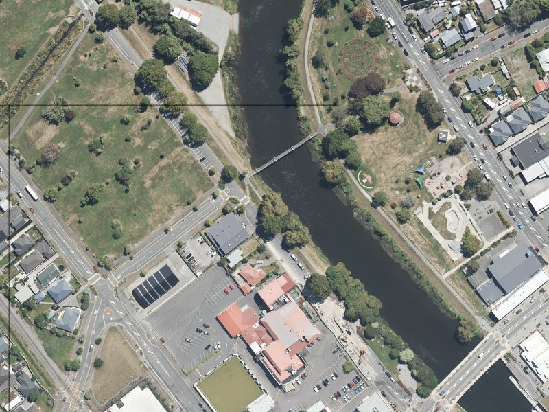 aerial view of Kaiapoi Riverbank South-west Side and the ground around it