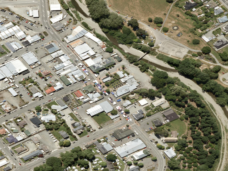 aerial view of Geraldine Village Green and the ground around it