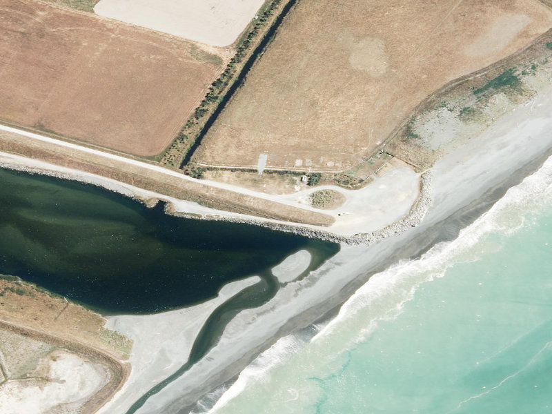 aerial view of Orari River Mouth and the ground around it