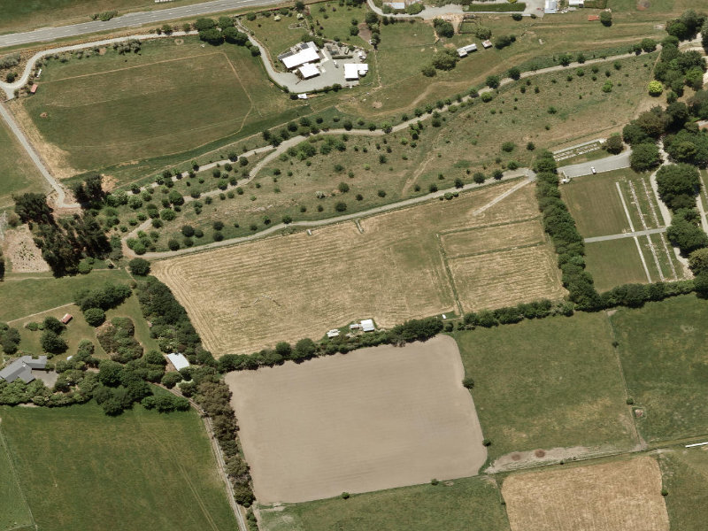 aerial view of Pleasant Point Pony Club Future Cemetery and the ground around it