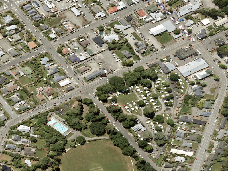 aerial view of Geraldine Domain Cox Stree Amenity and the ground around it