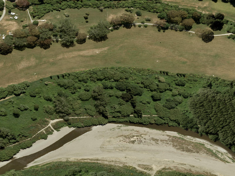 aerial view of Temuka Domain Torepe Conservation Area and the ground around it