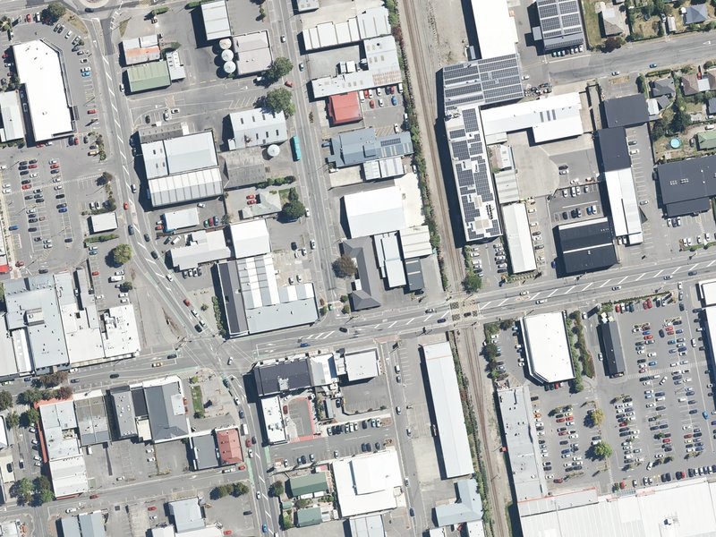 aerial view of Rangiora War Memorial Reserve and the ground around it