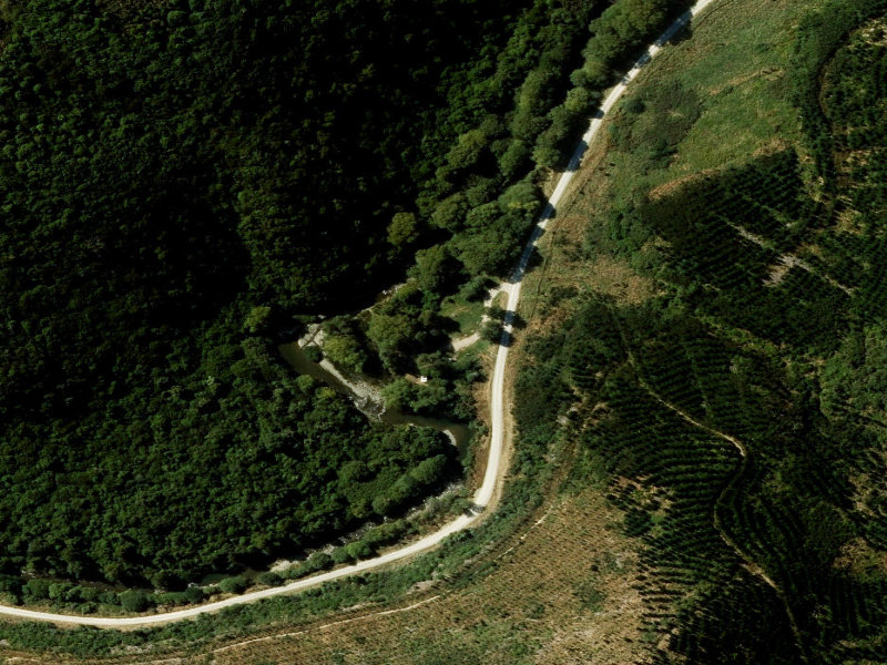 aerial view of Te Moana Gorge Campsite and the ground around it