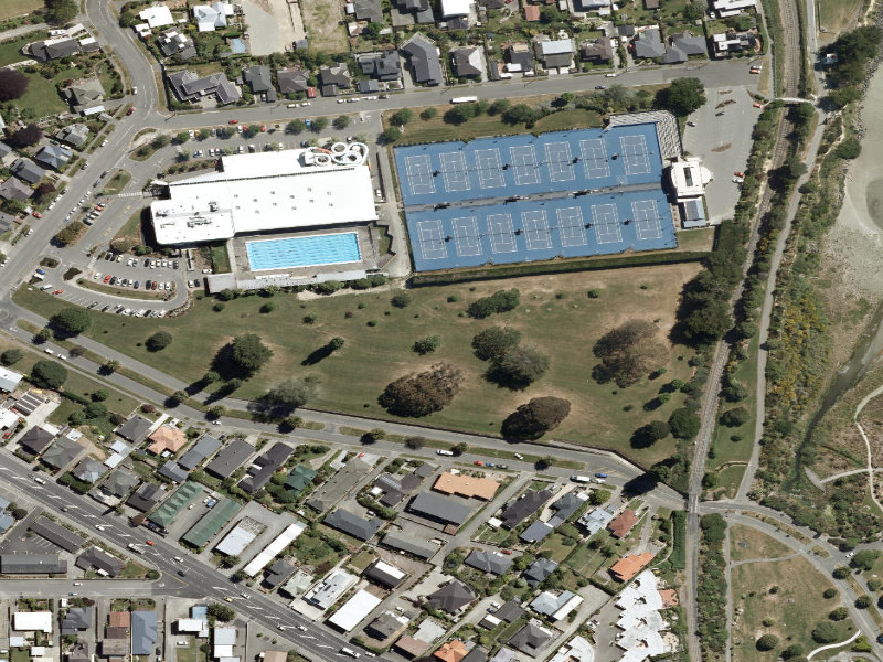 aerial view of Maori Park and the ground around it
