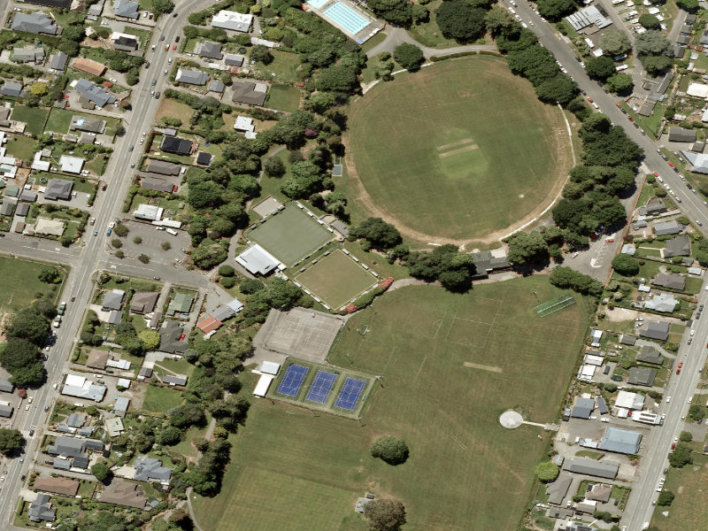 aerial view of Geraldine Domain and the ground around it