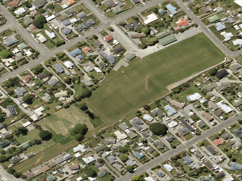 aerial view of Ruakapuka Domain and the ground around it