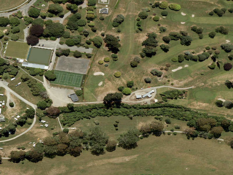 aerial view of Temuka Domain and the ground around it