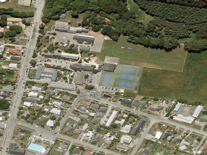 aerial view of Pleasant Point - Horton Street and the ground around it