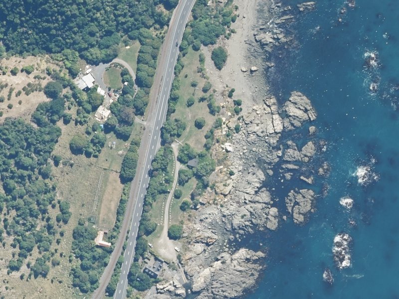 aerial view of Reserve, Kaikoura and the ground around it