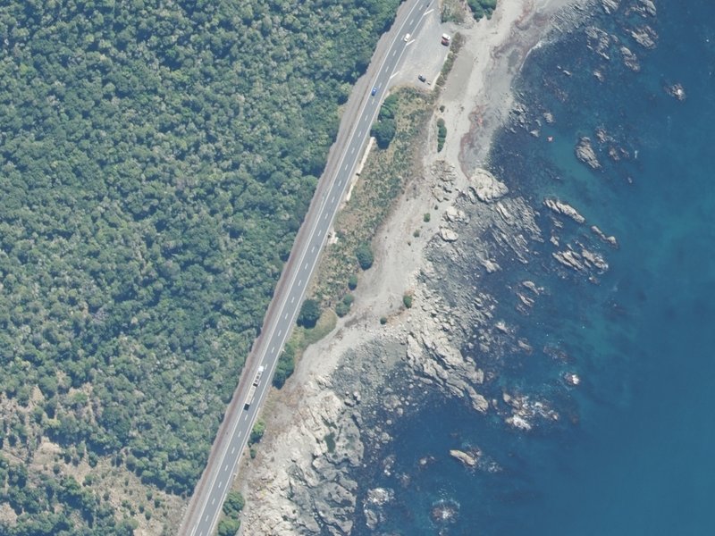 aerial view of Reserve, Kaikoura and the ground around it