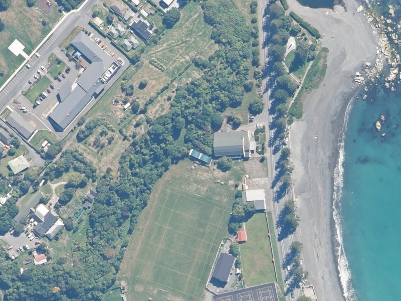 aerial view of Reserve, Kaikoura and the ground around it